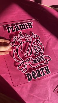 Flaming Death Skull Clear Acrylic Vinyl Plaque Decor, 3 of 6