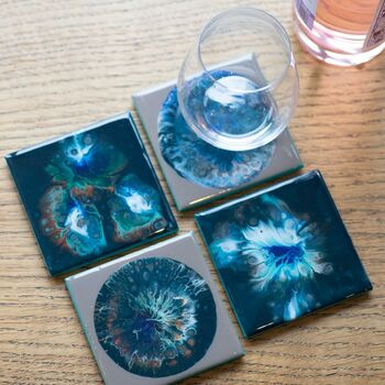 Sold Modern Art On Ceramic Coasters | Set Of Two/Four, 6 of 10
