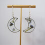 Forget Me Not Crescent Moon Drop Earrings, thumbnail 3 of 4