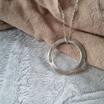 Hammered Silver Family Circle Birthstone Necklace, 5 of 9