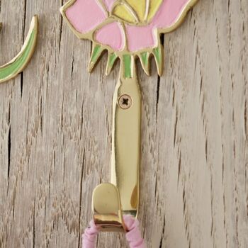 Hand Painted Solid Brass Flower Wall Hooks, 5 of 7