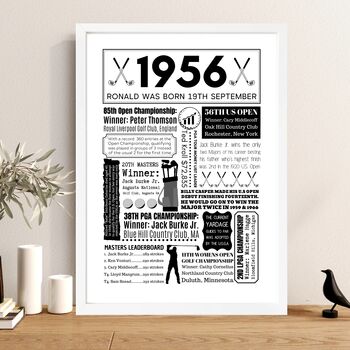 1956 Personalised 70th Birthday Golf Print, 2 of 9