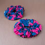 Two African Print Scrunchies | Pink Omolara Print, thumbnail 1 of 6