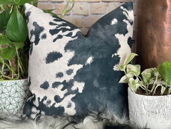 Cowhide Pattern Velvet Cushions Friesian, 2 of 12