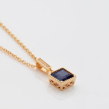 Sapphire 18k Gold Plated Square Pendant, 2 of 3