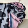 Leopard Print Scarf With Pink And Blue Borders, thumbnail 2 of 3
