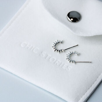 Sterling Silver Spiked Hoop Stud Earrings, 4 of 5