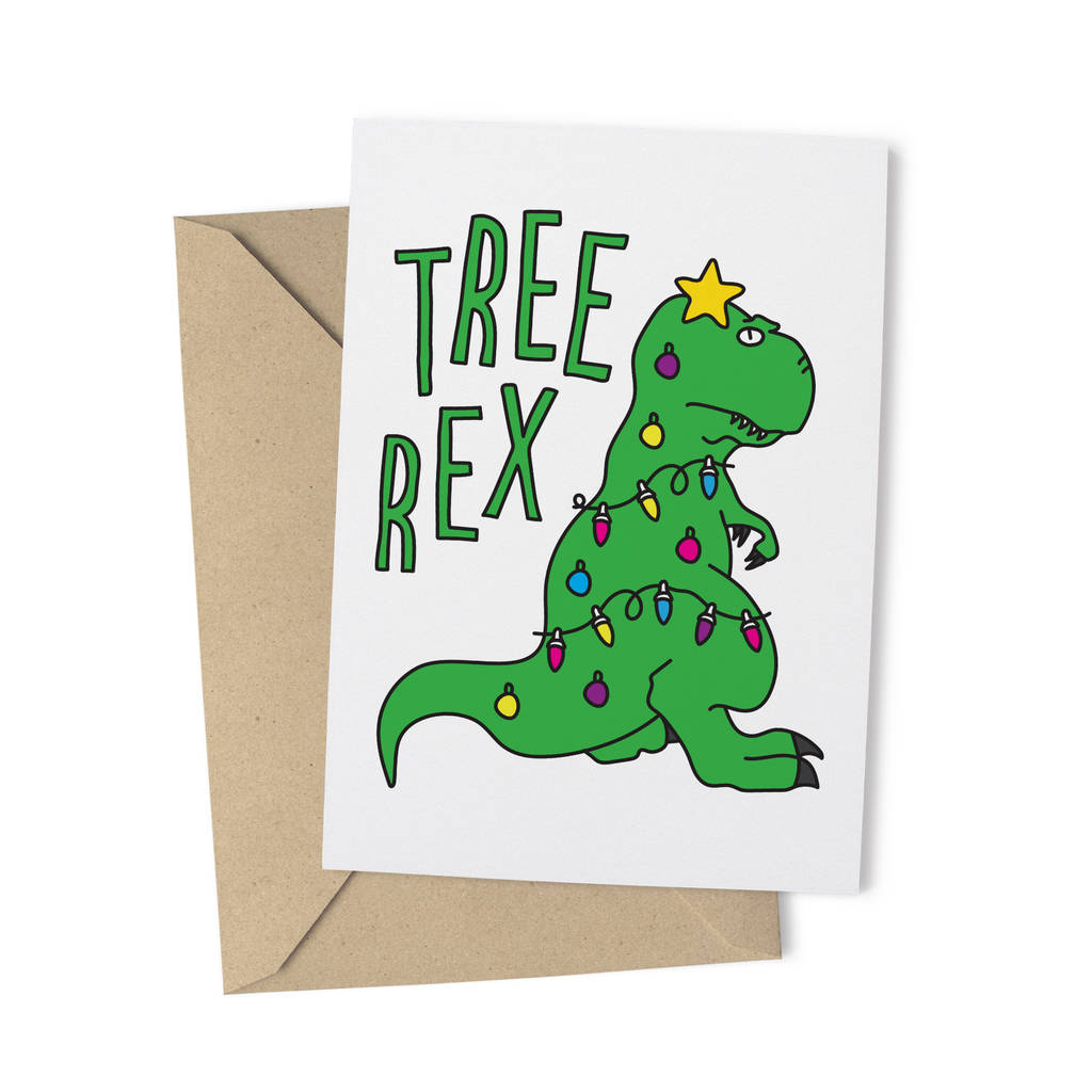 'tree rex' funny christmas card by paperhappy | notonthehighstreet.com