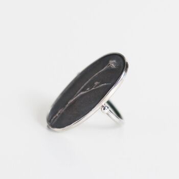 Fossil Large Daisy Oxidised Sterling Silver Ring, 3 of 10