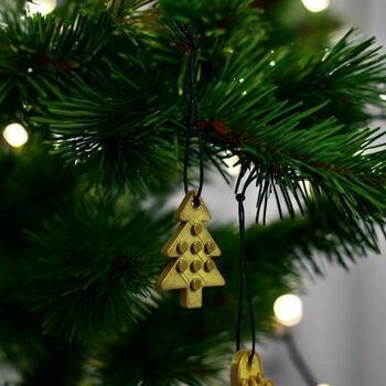 Lego Compatible Gold Tiny Christmas Tree Decoration Set Of Three, 4 of 7