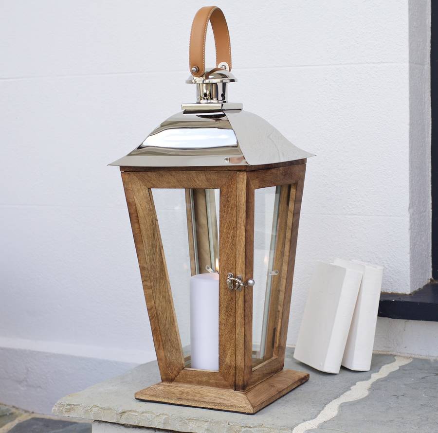 Wood Candle Lantern Tall, 1 of 3