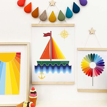 Sailboat Children's Print Personalised Option, 2 of 6