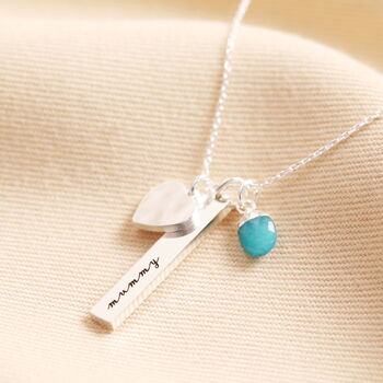 Personalised Bar And Birthstone Charm Necklace, 7 of 10