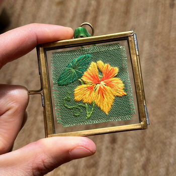Nasturtium Hand Embroidered Framed Keepsake, 2 of 6