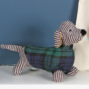 Tartan Plaid Dachshund Sausage Dog Rattle And Bag, 2 of 4