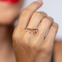 Tri Skinny Drip Ring With White Topaz In Gold Vermeil, thumbnail 2 of 6