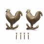Vintage Brass Rooster Wall Hooks Set Of Two, thumbnail 1 of 9