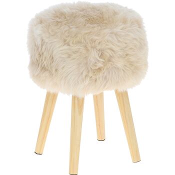 Ivory Sheepskin Stool, 2 of 3