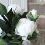 Artificial White Peony Arrangement In Globe Vase, thumbnail 6 of 6