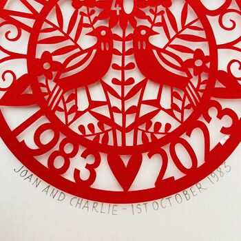 Personalised Ruby Wedding Paper Cut For Parents, 7 of 11