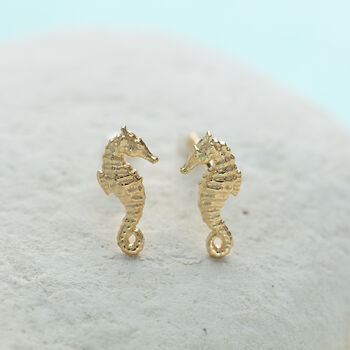 18ct Gold Seahorse Stud Earrings, 3 of 4