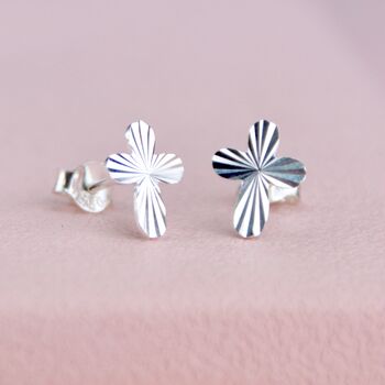 Sterling Silver Faceted Cross Stud Earrings, 2 of 6