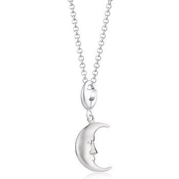 Sterling Silver Moon Charm Necklace, 2 of 8