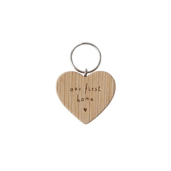 Send With Love 'Our First Home' Oak Heart Keyring, 2 of 2