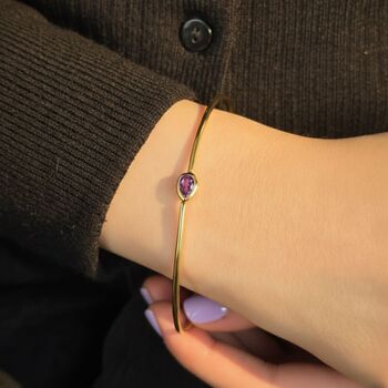 18ct Gold Vermeil Plated Amethyst February Bangle, 2 of 5