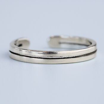 Sterling Silver Line Cut Out Adjustable Ring, 2 of 5