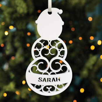 Personalised Spiral Snowman Christmas Tree Decoration, 4 of 6
