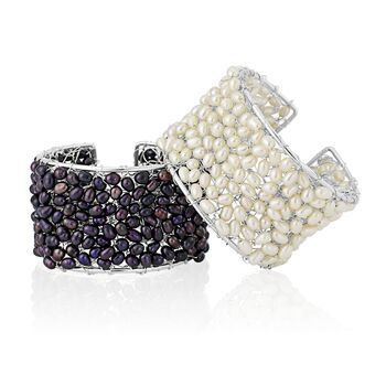 Statement Cuff Bracelet With Black Or White Pearls, 4 of 12