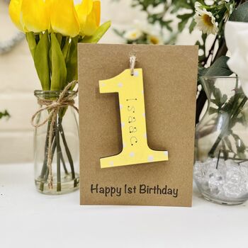 Personalised First 1st Birthday Wooden One Gift Card, 7 of 7
