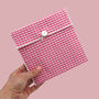 Reusable Organic Gingham Eco Envelope Square | Candy Pink, thumbnail 1 of 5