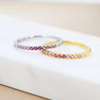 Ruby Red Ombre Half Eternity Ring In Sterling Silver, 4 of 11