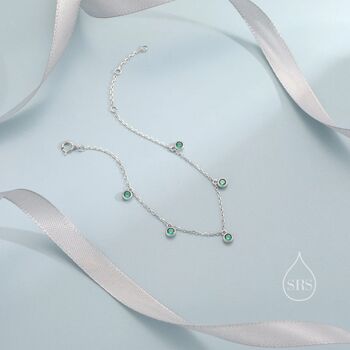 Emerald Green Or Clear Cz Dangle Bracelet, 7 of 12