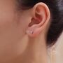 Internally Threaded Cz Trio Flat Back Earrings In Sterling Silver, thumbnail 4 of 7