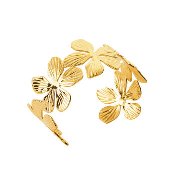 Flower Cuff In Golden Stainless Steel, 2 of 5