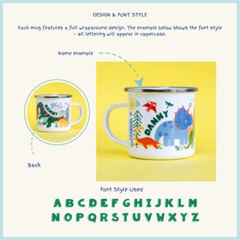 Personalised Children's Dinosaur Enamel Mug, 9 of 10