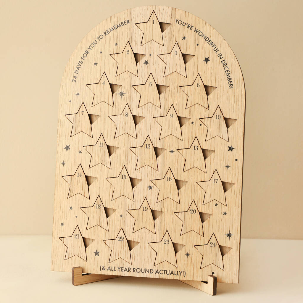 Wooden Starry Affirmation Advent Calendar By Lisa Angel