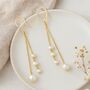 Gold Plated Sterling Silver Freshwater Pearl Long Drop Earrings, thumbnail 2 of 4
