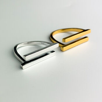 Sterling Silver Flat Bar Adjustable Ring, 4 of 5