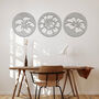 Set Of Three Round Flower Panels Metal Wall Art, thumbnail 1 of 11