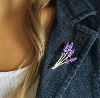 Lavender Purple Flower Brooch, 2 of 4