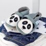 Dotty Fish Grey Panda Soft Leather Baby Shoes With Barefoot Soles, thumbnail 4 of 8