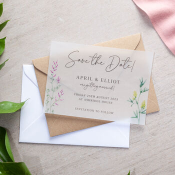 Wildflowers Vellum Save The Date Card, 2 of 2