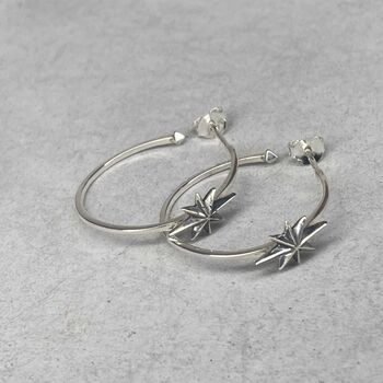 Sterling Silver North Star Hoops, 9 of 12