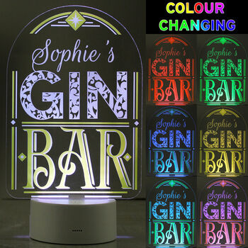 Personalised LED Colour Changing Gin Bar Light, 3 of 5