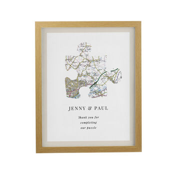 Anniversary Map Puzzle Oak Framed Print For Couples, 2 of 2