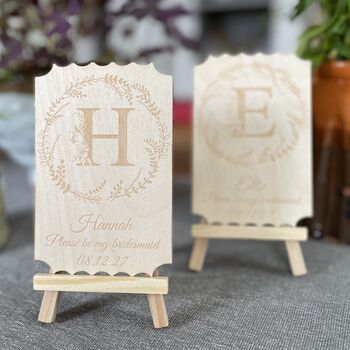 Personalised Wooden Please Be My Bridesmaid Engraved Garland Keepsake, 6 of 9
